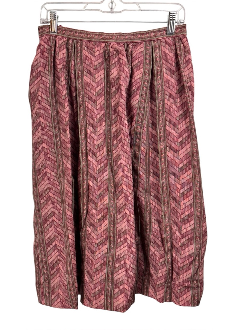 Vintage Boos Skirt Midi Pleated Pink Burgundy 100% Wool Made Austria Waist 29"